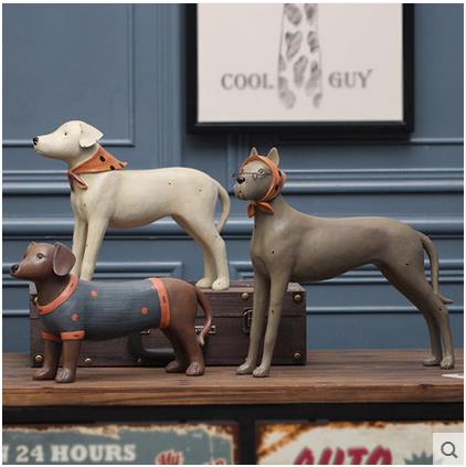 American Style Creative Resin Dog Figurines Vintage Dog Statue