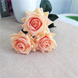 7 Pcs Real Touch Branch Stem Latex Rose Hand Feel Felt Simulation Decorative